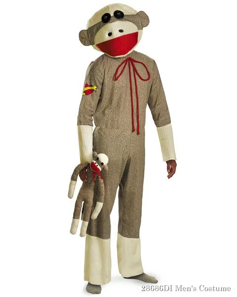 Deluxe Sock Monkey Mens Costume 1 Deluxe Sock Monkey Mens Costume
