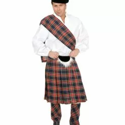 Mens Plus Size Scottish Navy Plaid Kilt Costume