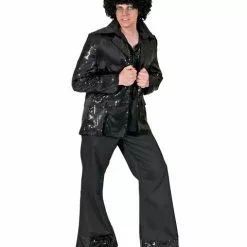 Mens Black Sequin Disco Jacket